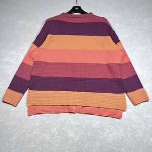 BKE Buckle Women’s Size Medium Orange Striped Boxy Waffle Knit Oversized Sweater